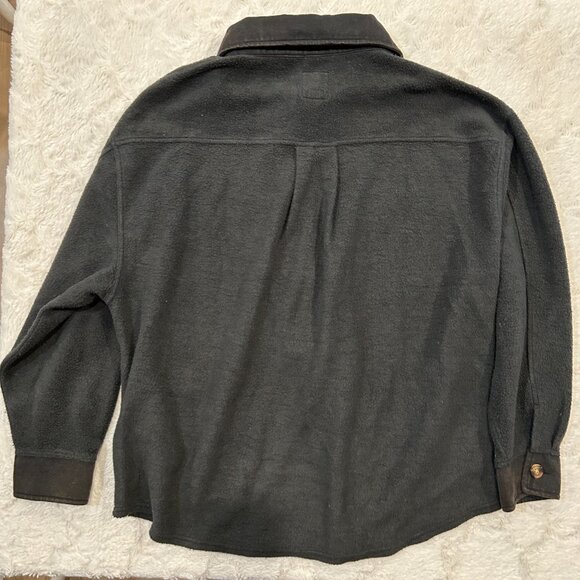 Billabong - Charcoal Gray Fleece w/Distressed Trim Pockets Trucker Shirt Jacket - Picture 2 of 10